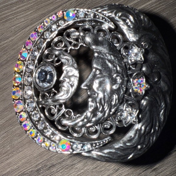 Kirks Folly Bracelet Wide Silver Tone Crystal Cuff Moon Phases Celestial - Picture 5 of 10